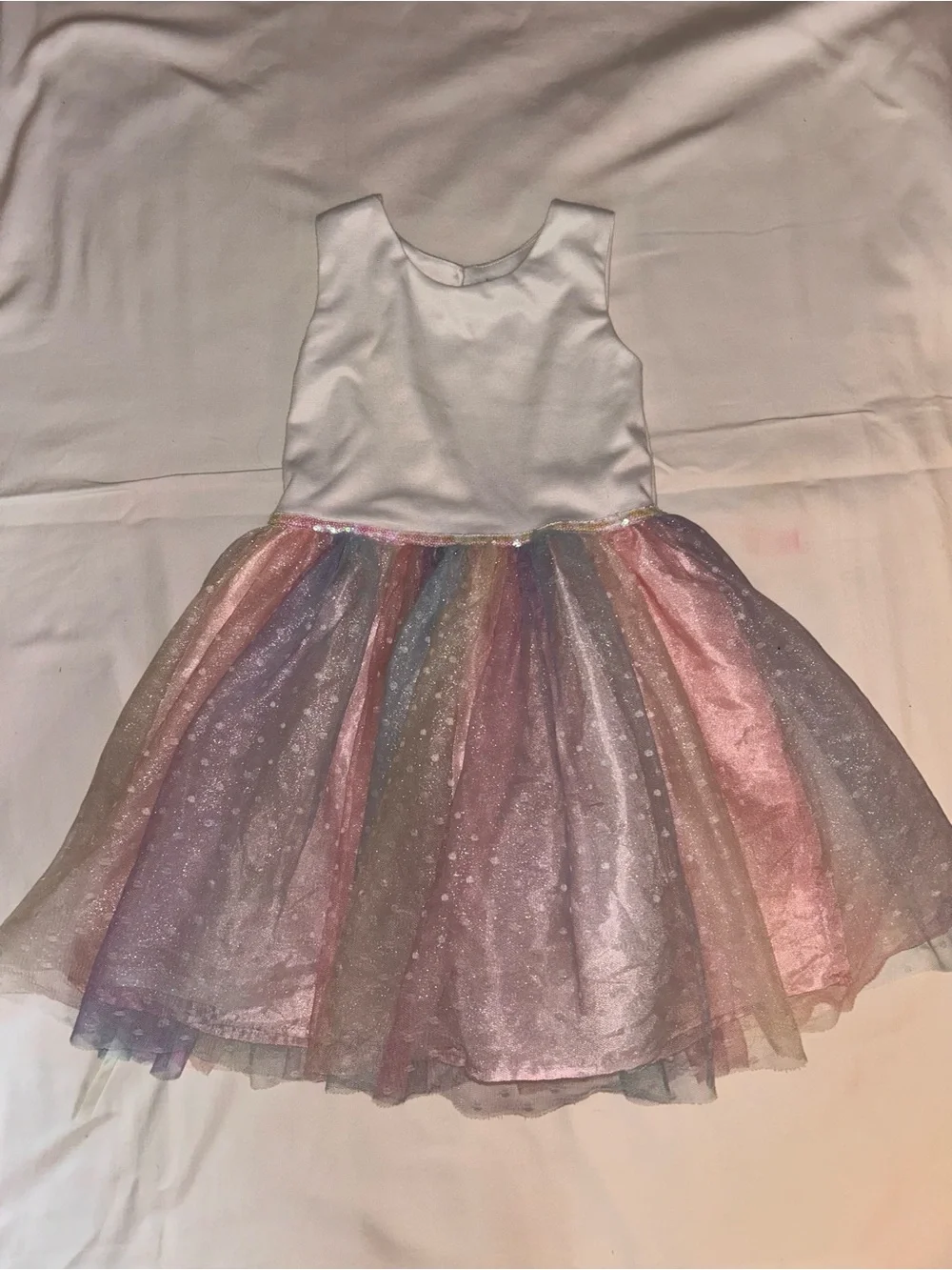 Zunie White and Pastel Rainbow Tulle Party Dress